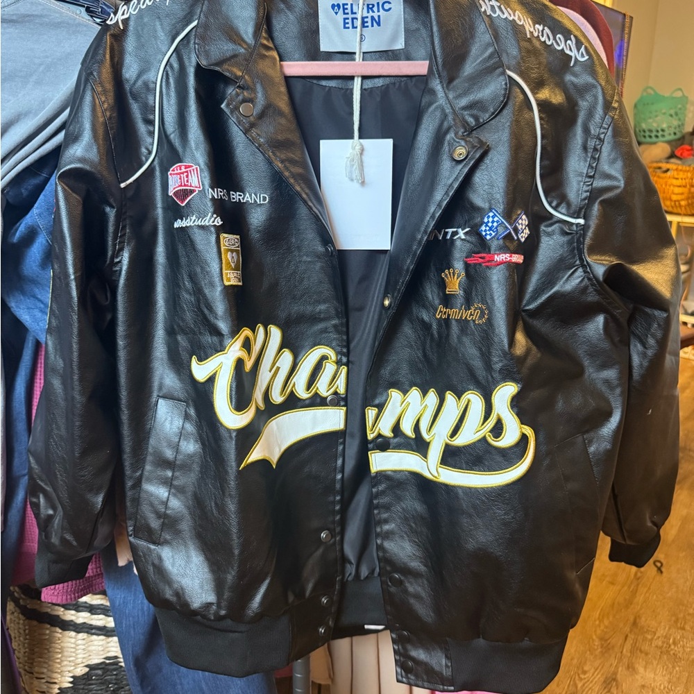 Aelfric Eden Black Leather Jacket with Heart Tag